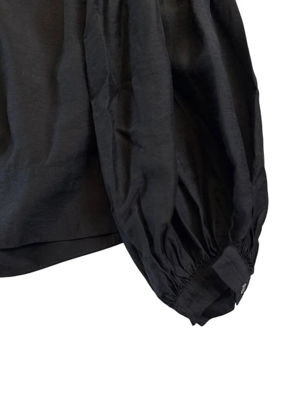 Madewell Womens Shirred Balloon-Sleeve Top~Size Small~Jet Black Blouse NWT L5 02